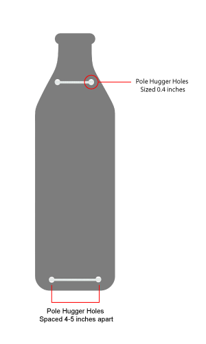 Pole hugger shape image with hole and spacing specification information