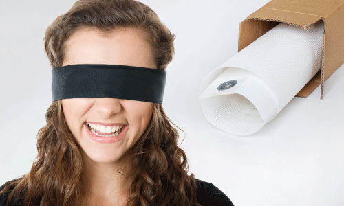 Blindfolded shipping lady